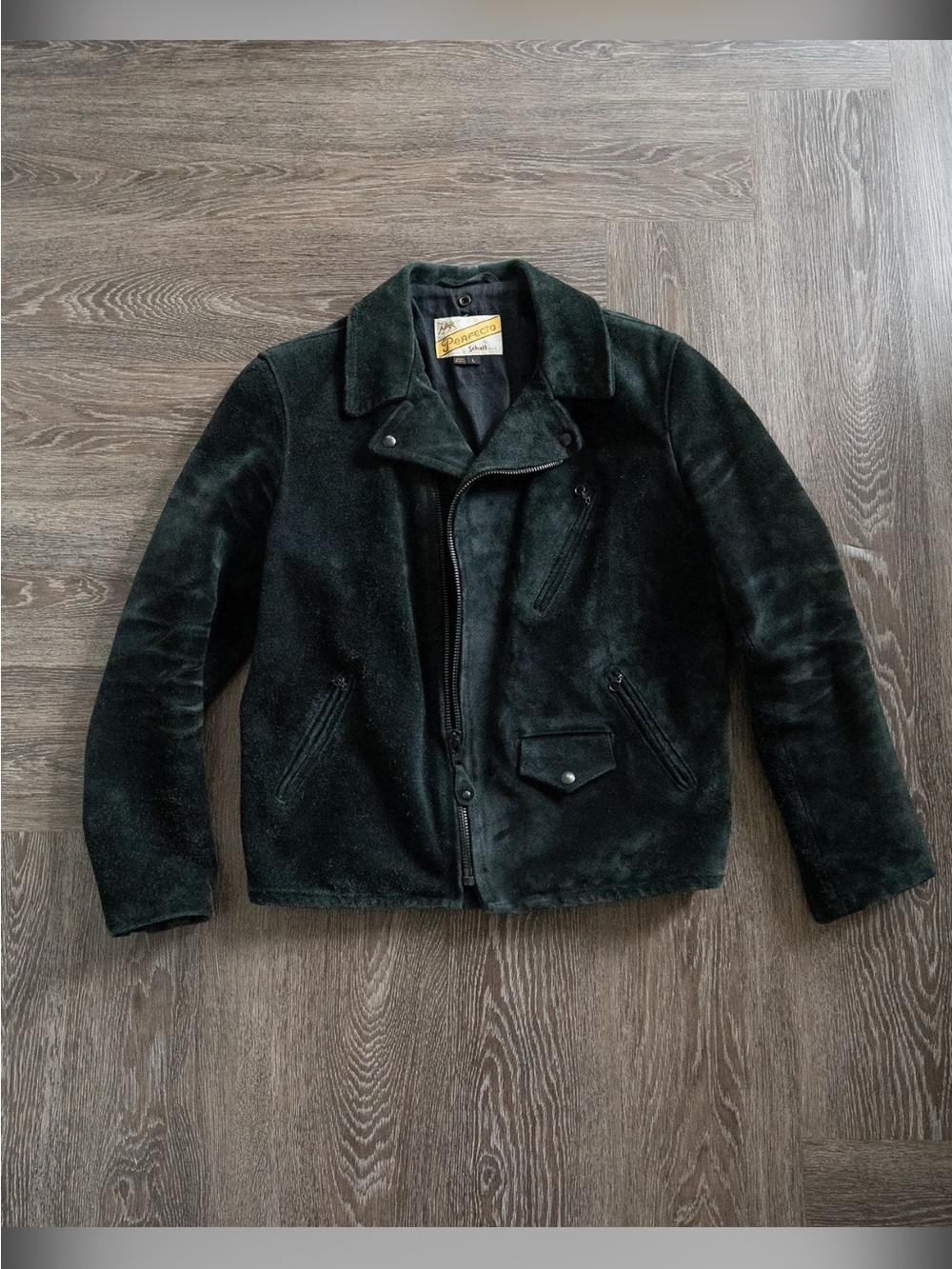 Schott x 3sixteen 519 Perfecto Jacket in Black Roughout
